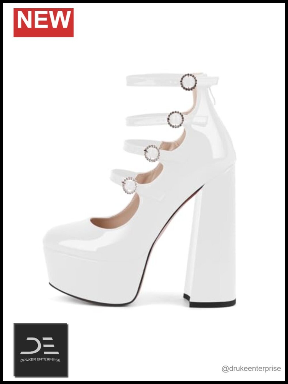 Platform Mary Janes Heels Chunky Block High Gothic Shoes Triple Buckle Back